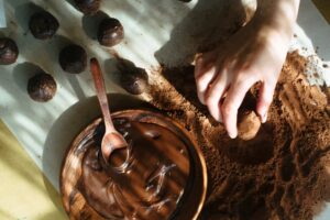 making chocolate truffle edibles