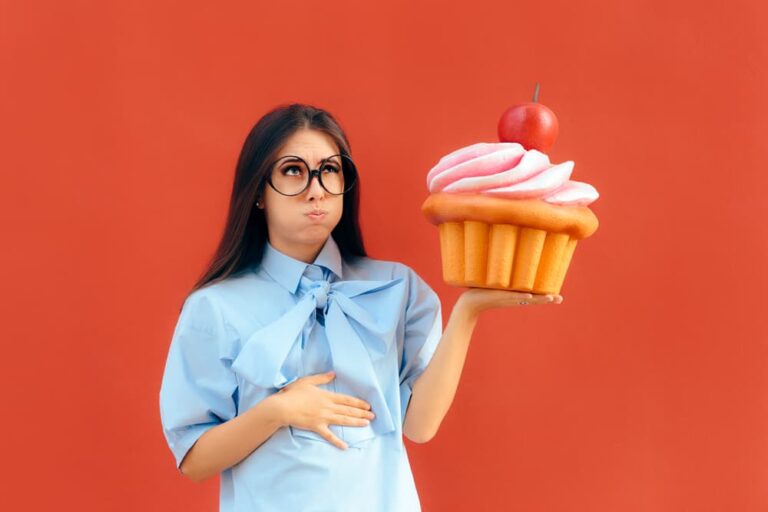 girl with full stomach