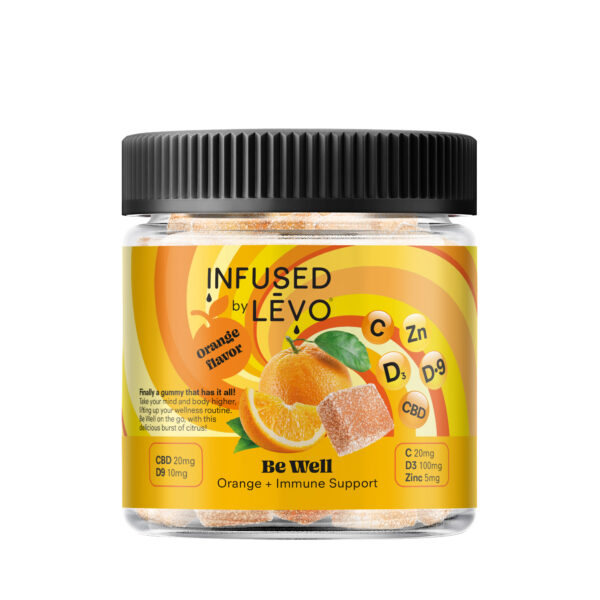 Infused by LEVO Be Well orange flavored gummies. 30 count.