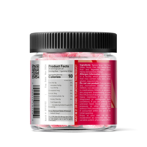 Infused by LEVO Berry Fun D9 Gummies nutrition facts.